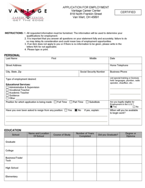 Application for Employment