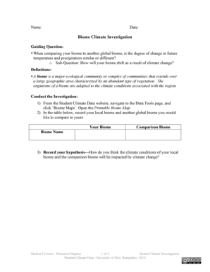 Biome Climate Investigation Form