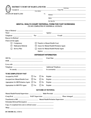 Maryland Mental Health Court Referral Form
