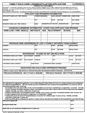 Family Child Care License Application