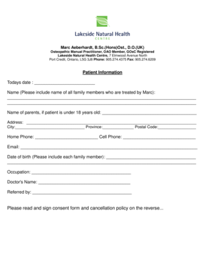 Osteopathic Manual Practitioner Consent Form