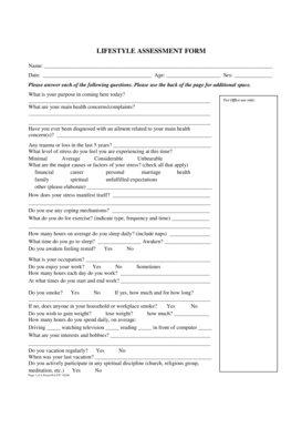 Lifestyle Assessment Form