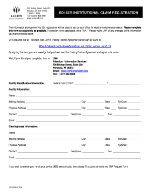 EDI 837I Institutional Claim Registration Form