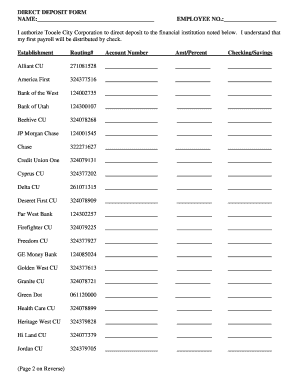 Direct Deposit Authorization Form