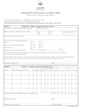 Prescription Drug Claim Form