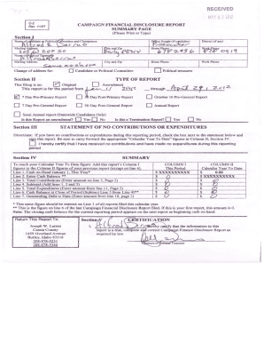 Campaign Financial Disclosure Report