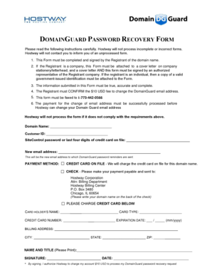 DomainGuard Password Recovery Form