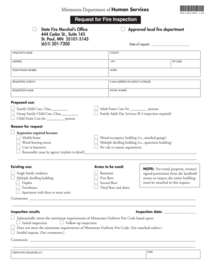 Minnesota Fire Inspection Request Form