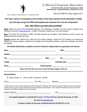 California Chiropractic Association Student Membership Application