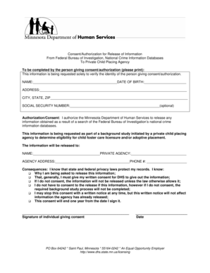 Consent Authorization for FBI Background Check