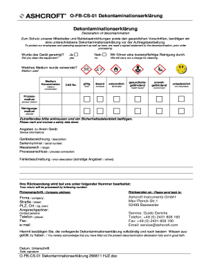 Dekontaminationserklärung