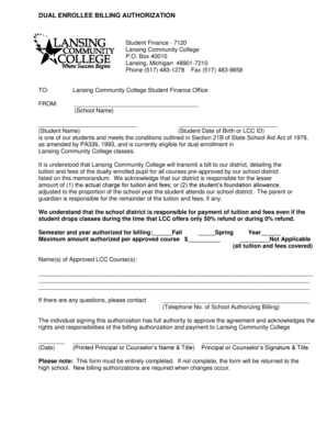 Dual Enrollment Billing Authorization