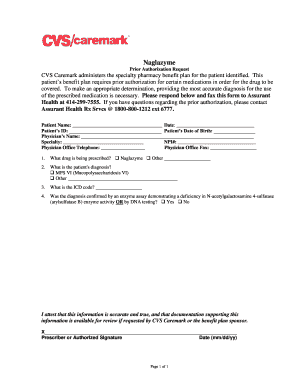 Prior Authorization Request for Naglazyme