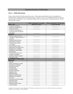 Capacity Inventory of Individuals