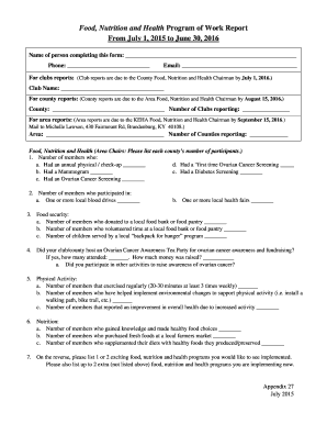 Food Nutrition and Health Program Report
