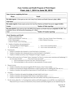 Food Nutrition and Health Program Report