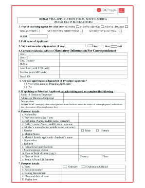 Dubai Visa Application Form