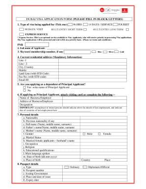 Dubai Visa Application Form