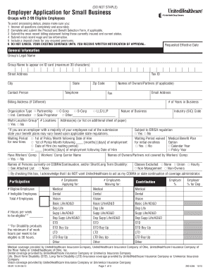 Employer Application for Small Business Health Insurance
