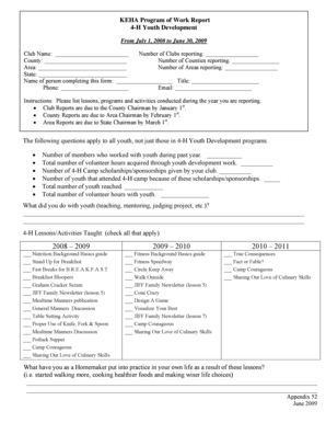 4-H Youth Development Program of Work Report