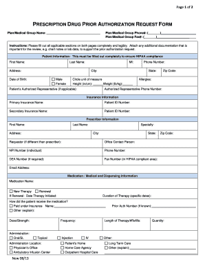 Prescription Drug Prior Authorization Request Form