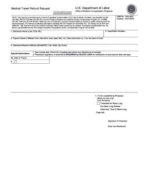 US Department of Labor Medical Travel Refund Request Form