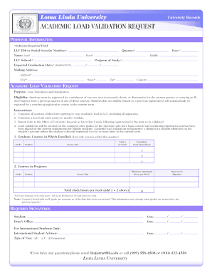 Academic Load Validation Request Form
