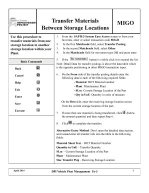 SAP MIGO Transfer Materials Form
