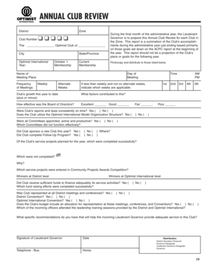 Annual Club Review Form