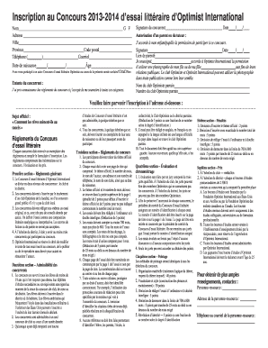 Inscription au Concours d’essai littéraire d’Optimist International