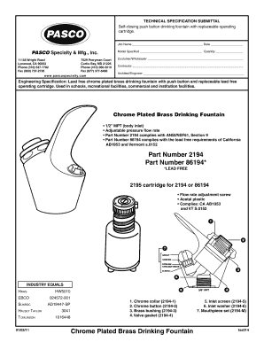 Technical Specification Submittal for Drinking Fountain