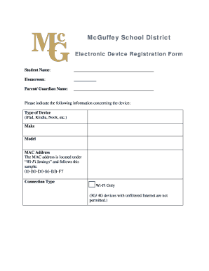 McGuffey School District Electronic Device Registration Form