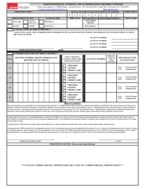 Limited Power of Attorney for Direct Deposit