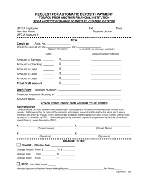 UFCU Automatic Deposit Payment Request