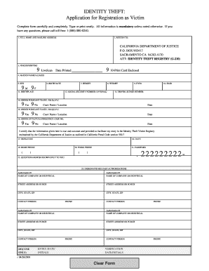 Identity Theft Victim Registration Form