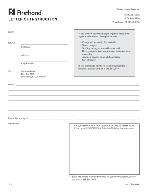 Letter of Instruction for Medallion Signature Guarantee