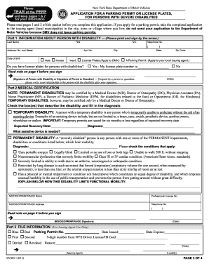 New York Disability Parking Permit Application