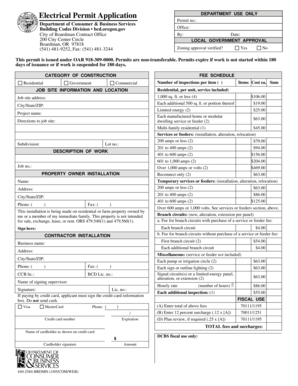 Oregon Electrical Permit Application