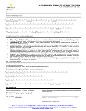 Automatic IRA Rollover Distribution Form