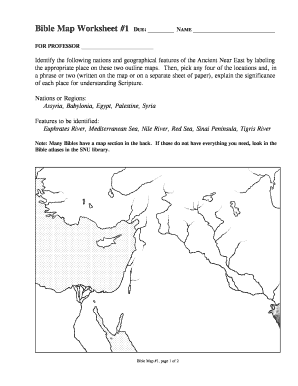 Bible Map Worksheet