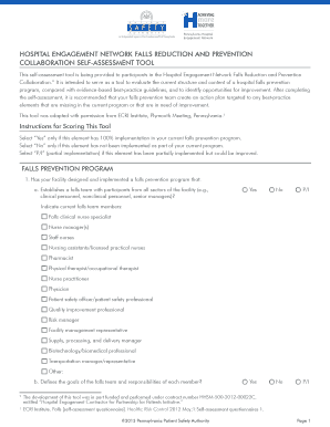 Hospital Falls Prevention Self-Assessment Tool