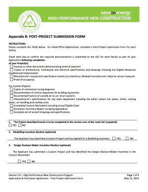 Appendix B POST-PROJECT SUBMISSION FORM - saveONenergy