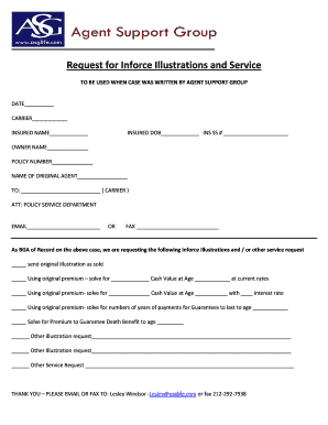 Request for Inforce Illustrations and Service