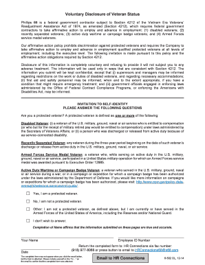 Voluntary Veteran Status Disclosure Form