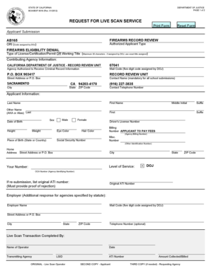 California Live Scan Service Request Form