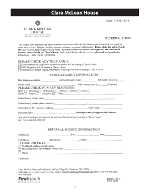 Clara McLean House Accommodation Form