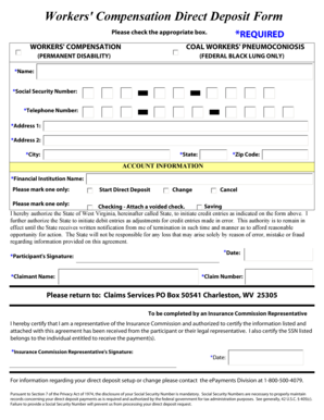 Workers' Compensation Direct Deposit Form