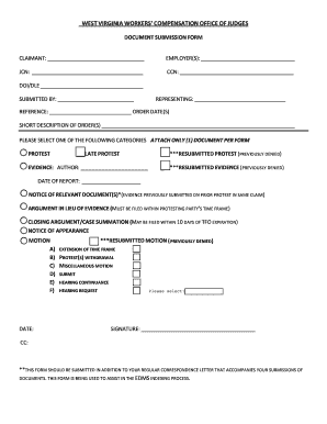 West Virginia Workers' Compensation Document Submission Form