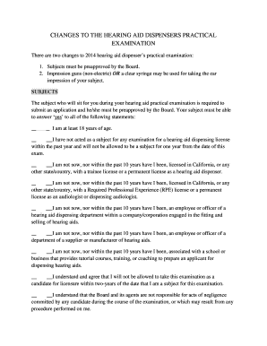 California Speech-Language Pathology Audiology Hearing Aid Dispensers Board - Practical Exam Changes 2014 California Speech-Language Pathology Audiology Hearing Aid Dispensers Board - Practical Exam Changes 2014