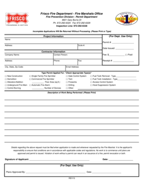 Fire Prevention Permit Application